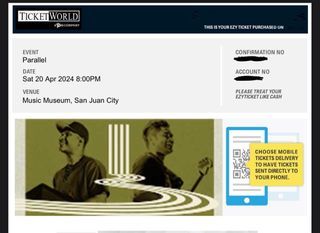 2 tickets  Parallels Concert Jeremy Passion and Gabe Bondoc (Negotiable!)