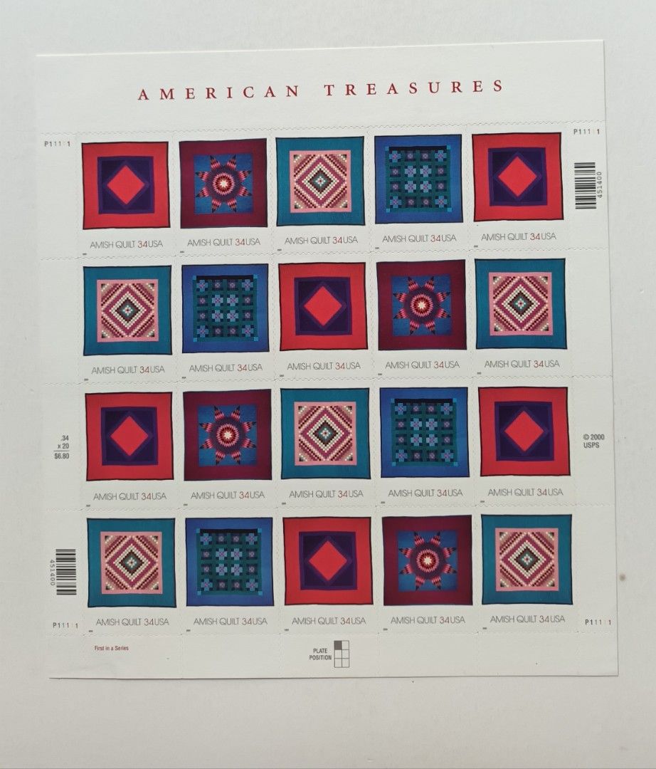 美國地毯圖案郵票一版，新票有黃點, 興趣及遊戲, 收藏品及紀念品, 郵票及印刷品- Carousell