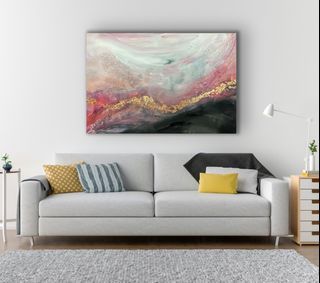 Abstract Pink Rosegold Luxury Painting Art