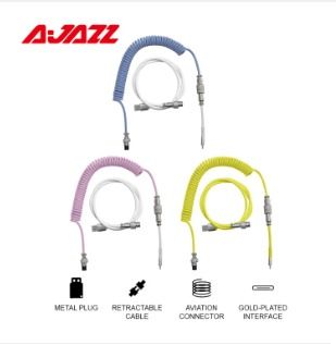 Ajazz AL60 Coiled and Double Row Mechanical Keyboard Cable Wire Type C Custom USB Socket Aviator Coiled Cable For Gaming Accessories