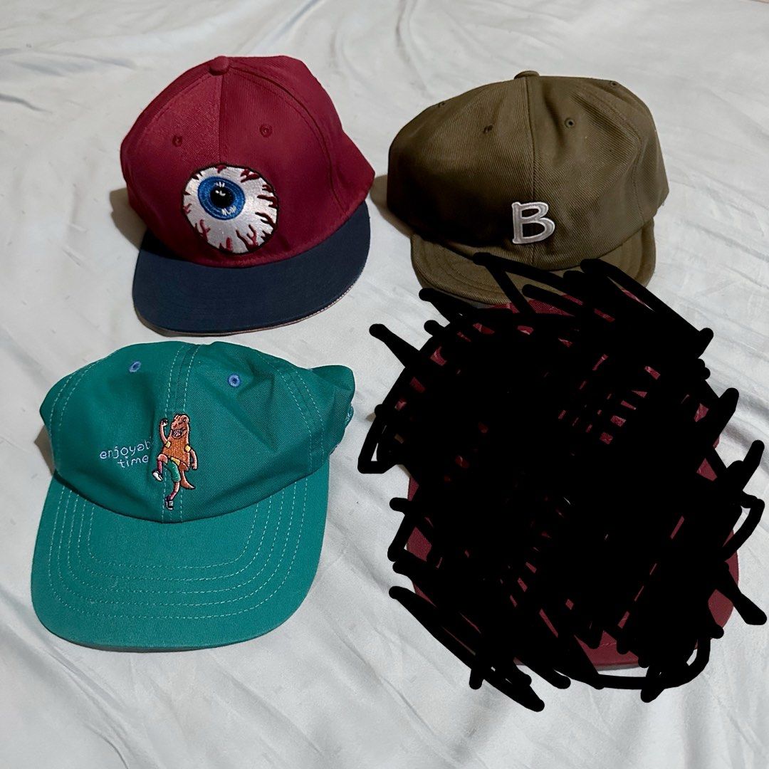 Assorted Caps (Category: Caps & Hats) located in Singapore. Submitted by dotlr (Listing ID 1281887316, Image 1). Description: Bunch of caps that I don’t really used much. Some slightly used and some used once or twice. I’m not really a cap guy. Enjoyable time dinosaur cap from Universal Studios Japan - 20 Mishka cap - 15 “Fabulous” short brimmed cap I bought from Kyoto, Japan - 20.