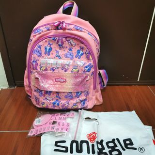 Authentic Smiggle Koala Bunny Glitter Girls kids Pink Medium Customize Name school backpack bag