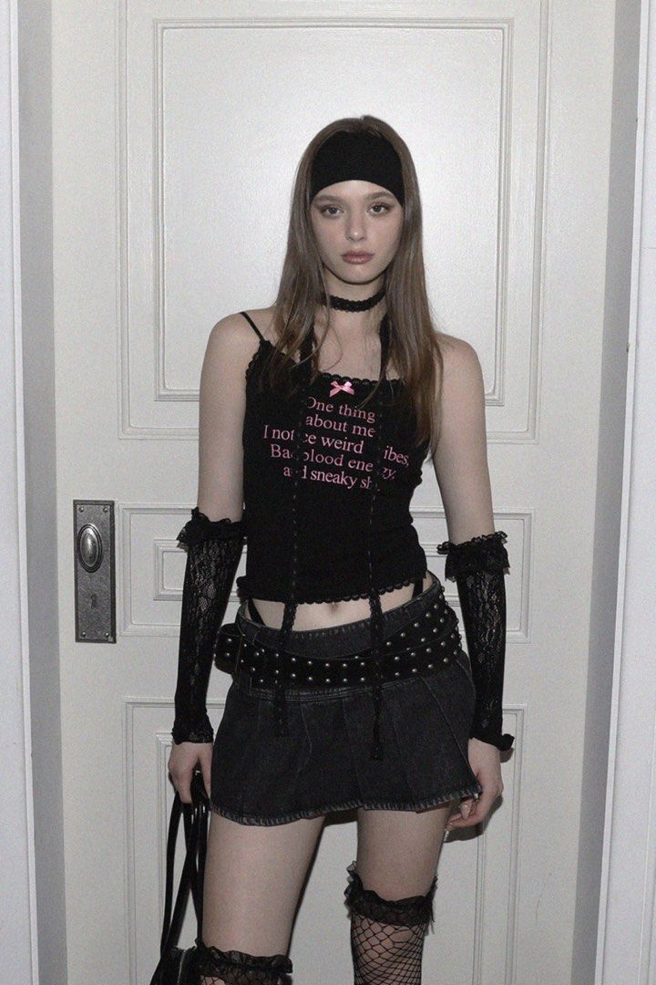 激安ブランド Badblood One Thing Camisole Black lace 黑色蕾絲吊帶性感 トップス