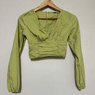 Bershka Green Long sleeves Crop Top