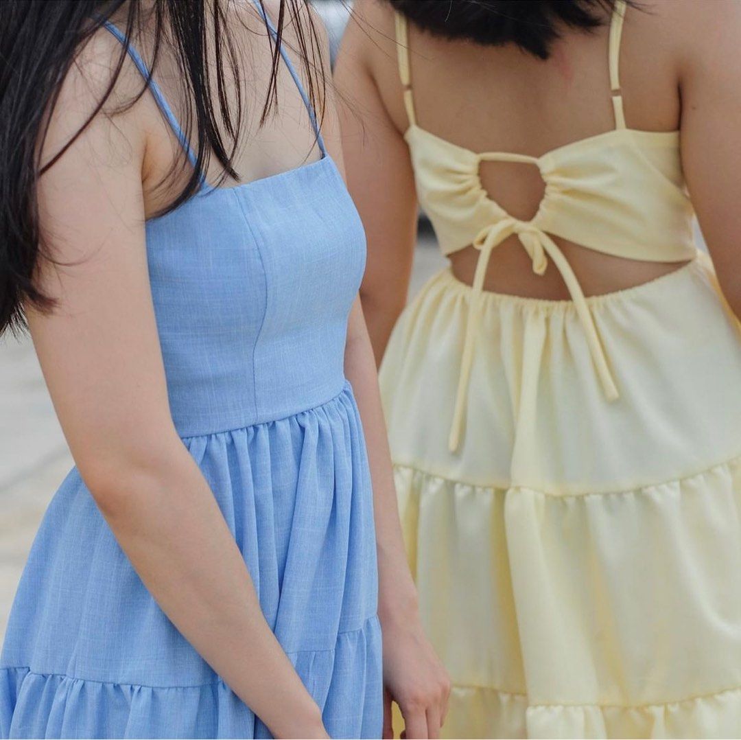 Blue Summer Tiered Dress (Category: Dresses) located in San Fernando. Submitted by celinad4 (Listing ID 1298493556, Image 2). Description: Blue Summer Dress with back tie from Ode to Joe. Only worn once and still looks good as new. Photos are from Ode to Joe IG.