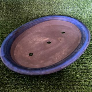 Bonsai Cobalt Blue Glaze Footed Pot Vase with Three Drainage Hole 16” x 12.5” x 2.75” inches - P1,950.00