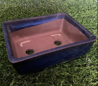 Bonsai Cobalt Blue Square Footed Pot Vase with Two Drainage Hole with Flaw as posted 6.25” x 4.75” x 2.5” inches - P550.00