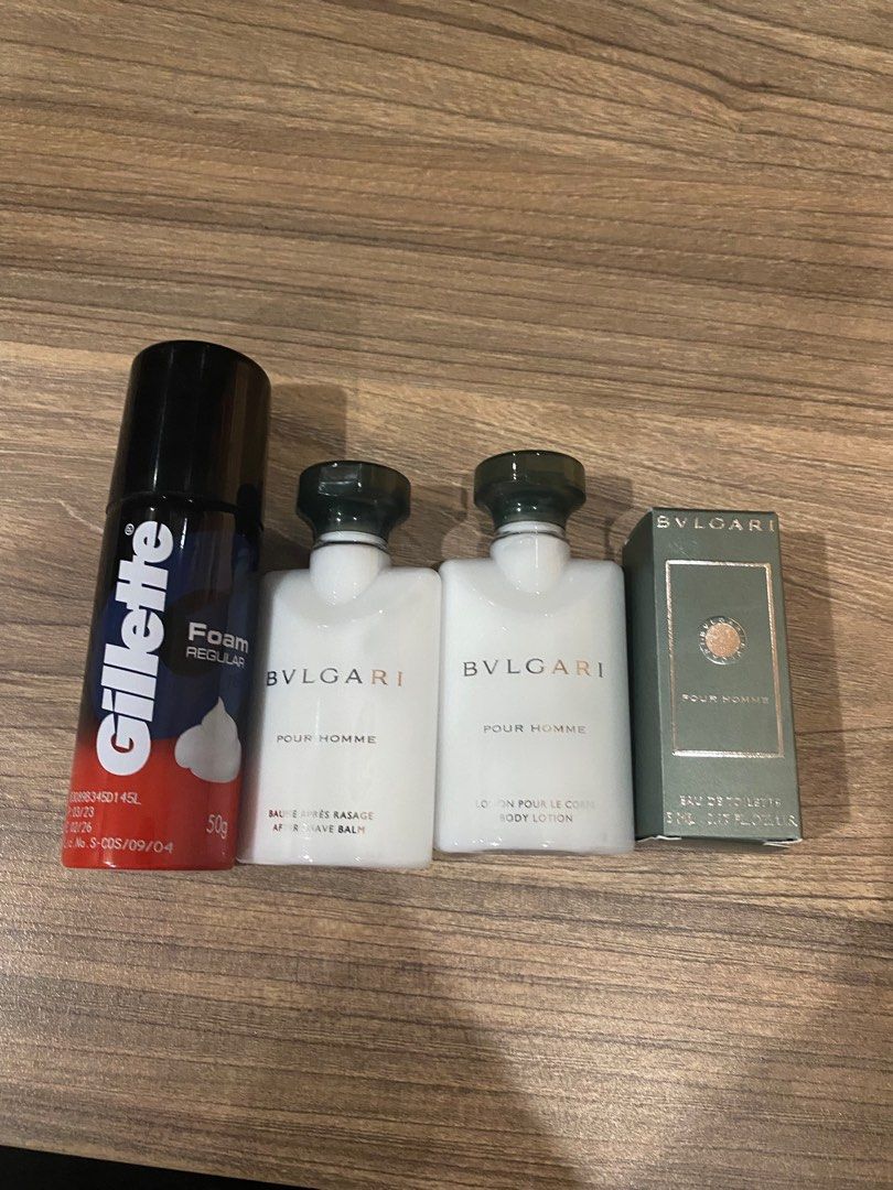 Bvlgari Skincare Men Pour Homme Set Travel Sample Size Parfume Lotion Shaving Cream Bulgari
