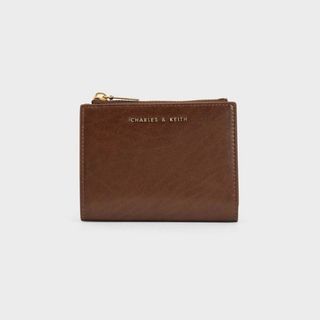 Charles and Keith Harmonee Top Zip Small Wallet Chocolate