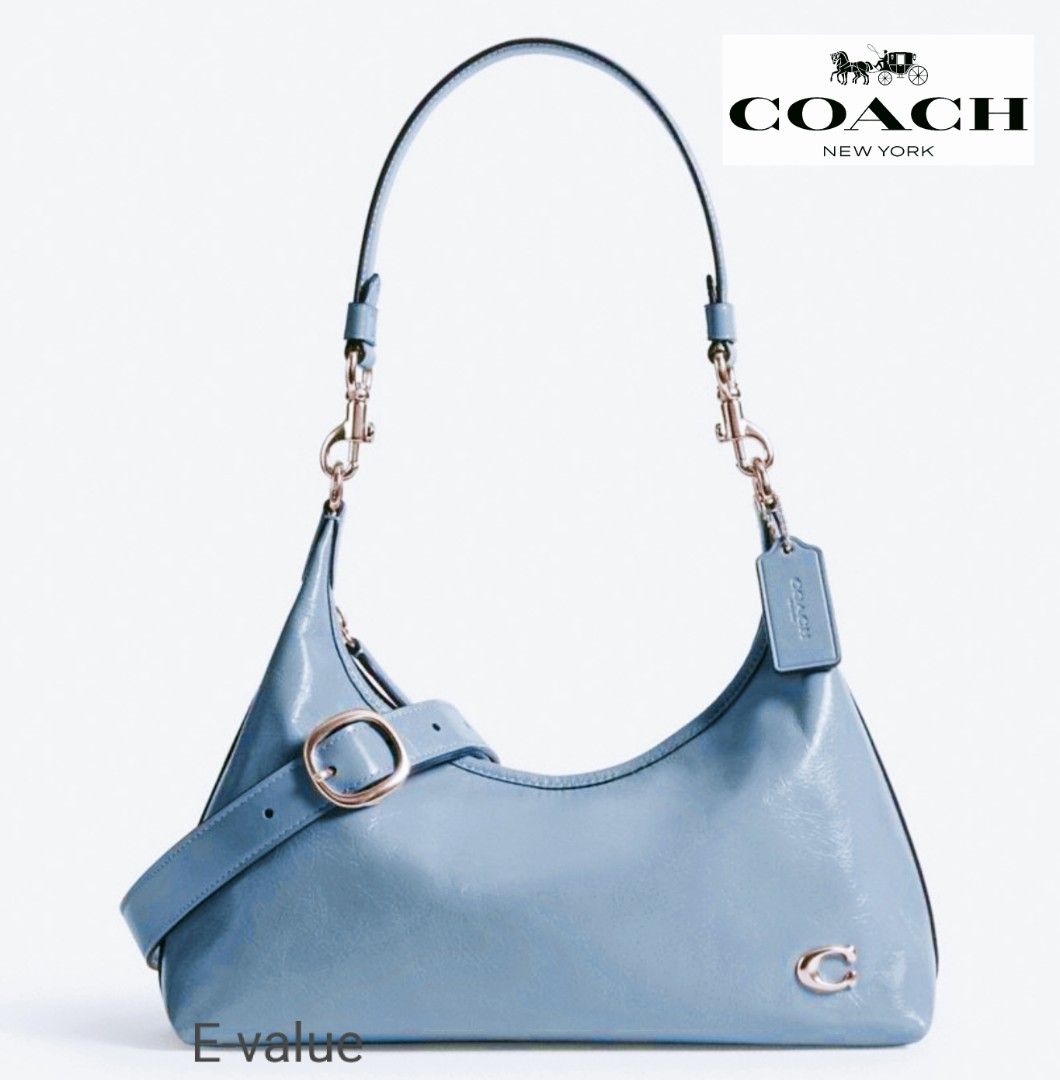 Coach Original Light Blue Glazed Juliet Shoulder Crossbody Bag For Women Come With Complete set Suitable For Gift