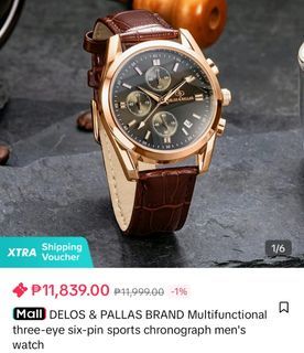 DELLOS & PALLAS BRAND Multifunctional three-eye six-pin sports chronograph men's watch