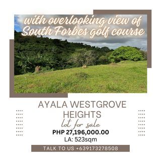 **direct listing** Ayala Westgrove lot for sale 523sqm overlooking views facing south forbes golf course