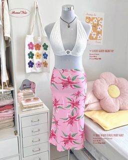 Floral print high waist long skirt