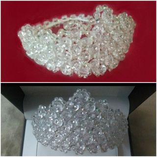 Glass like Crown with Shiny Silver Accent / Wedding Crown Hair Accessory