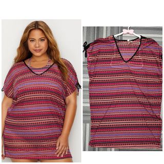 包順豐智能櫃 free SF locker Great quality Women US ANNE COLE Stevie Stripe Tunic swimsuit swim Cover Up 美國品牌泳衣防曬衫裙64176543410049110