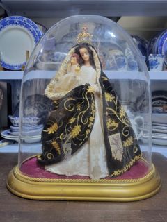Hand Made Wax Madonna Virgin Mary Our Lady with Infant Jesus Figurine Doll