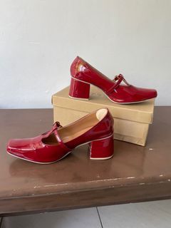 Heeled Red/Burgundy Mary Jane Shoes