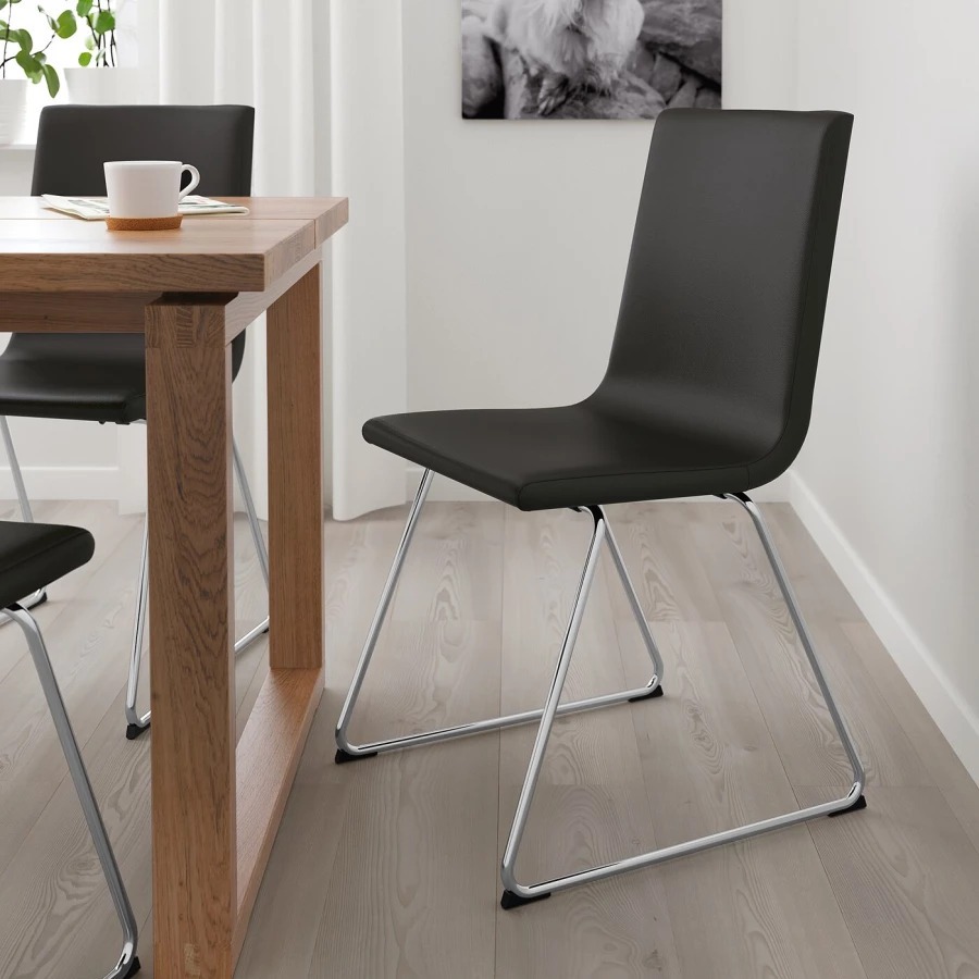 Ikea Kerusi Makan Kulit Hitam Volfgang Dining Chair Faux Leather Black