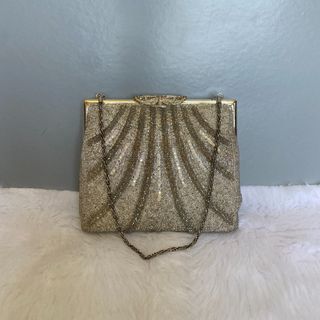 Japan Vintage Gray Silver Beaded Sequined Evening Bag