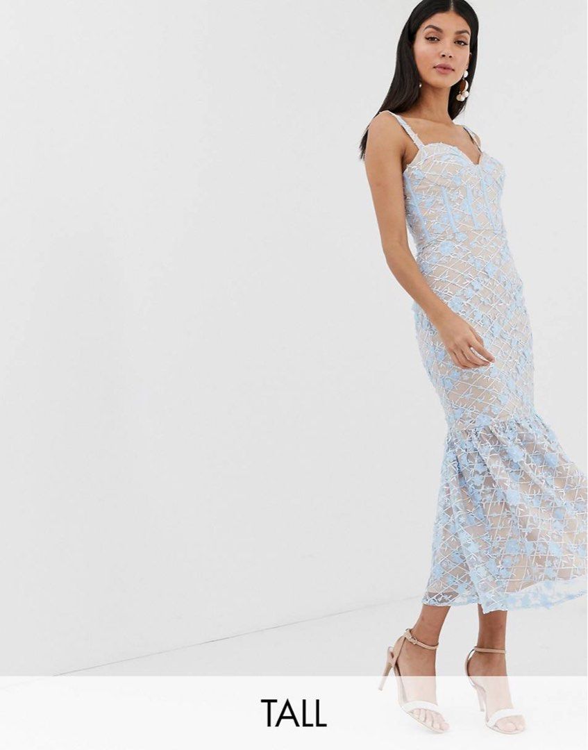 Jarlo Blue Lace Floral Embroided Women s Fashion Dresses Sets Evening dresses gowns on Carousell