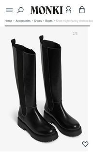 Knee high chunky chelsea boots | Black Platform boots |Monki