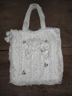Lace accent tote bag