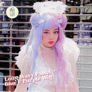 Long Wavy Wig Split Pastel Purple and Blue | Fantasy Cosplay Wig