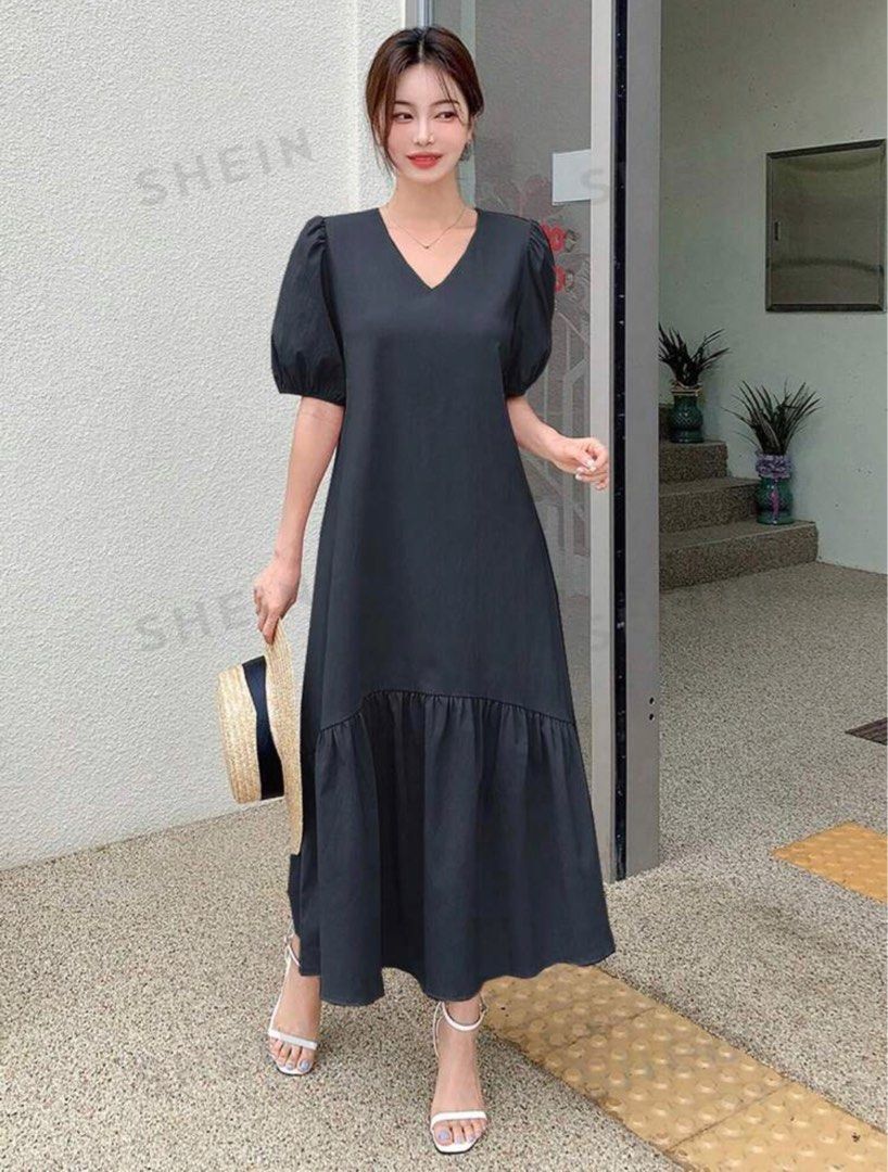 Navy Blue Dress Shein Size L Women s Fashion Dresses Sets Dresses on Carousell