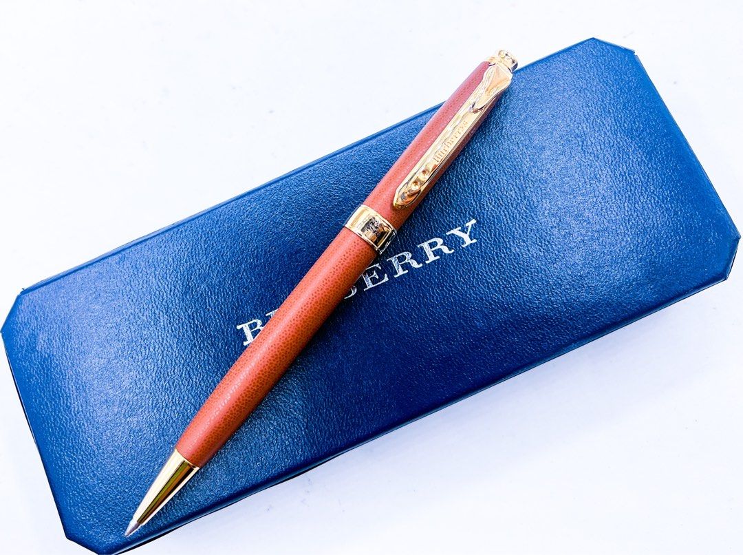 Mint Burberry leather metal ballpoint pen