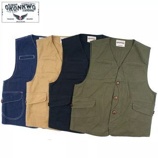 Okonkwo vintage game pocket canvass hunting vest size 42 fits large (21x24)