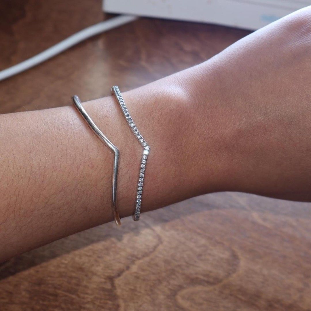Pandora wishbone silver bangle in silver Women s Fashion Jewelry Organizers Bracelets on Carousell