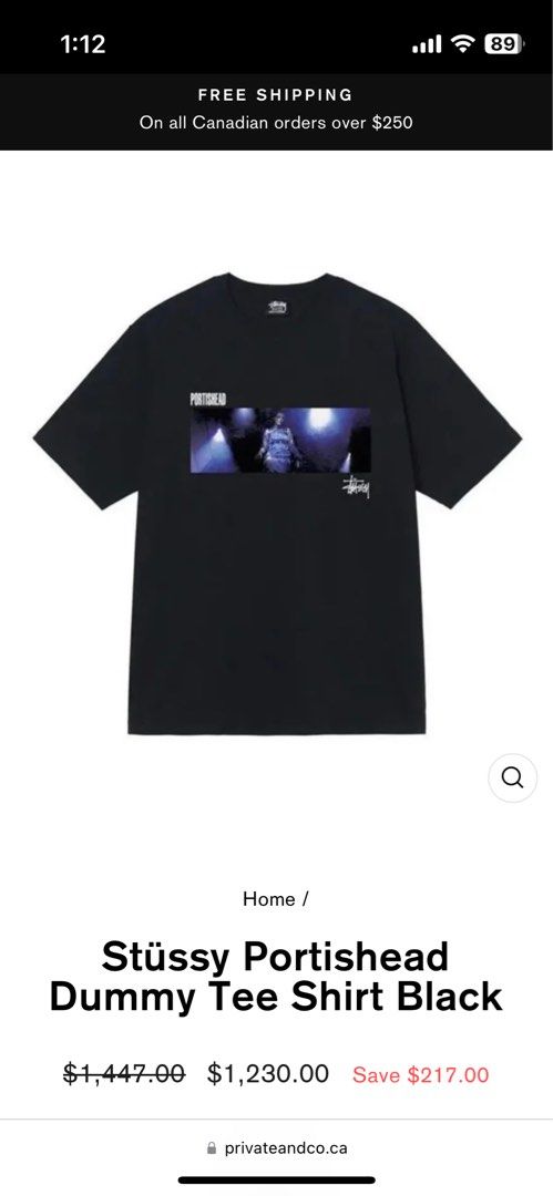 Portishead “Dummy” x Stüssy Tee Shirt - Black Size Small, 男裝