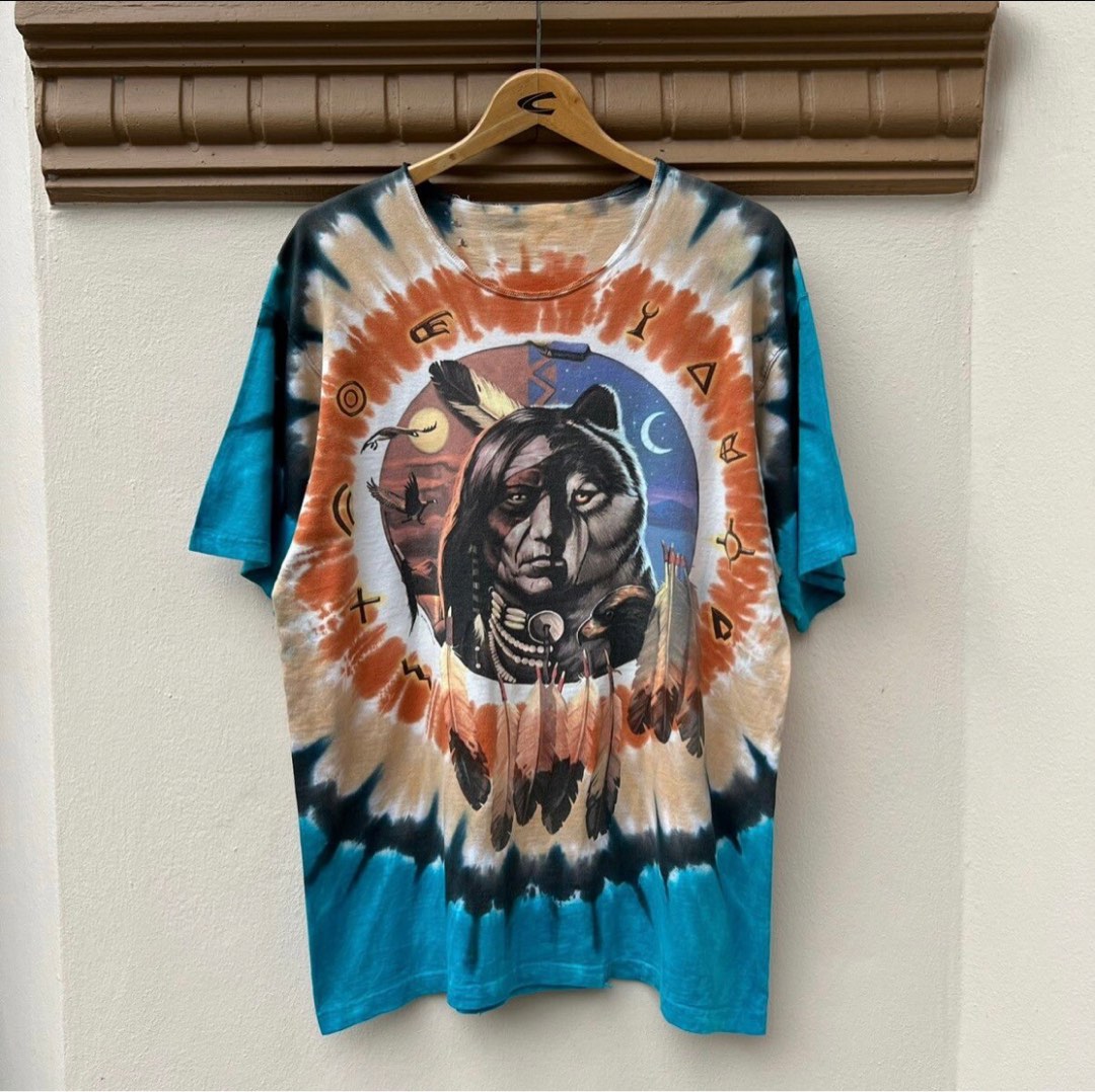 Vintage 1990s Brown Blue Liquid Blue Graphic Tie-Dye XL