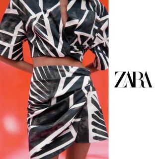 Zara - Asymmetric Abstract Black and White Cotton Linen Beach Skirt ❤️ (+1 FREE SKIRT)