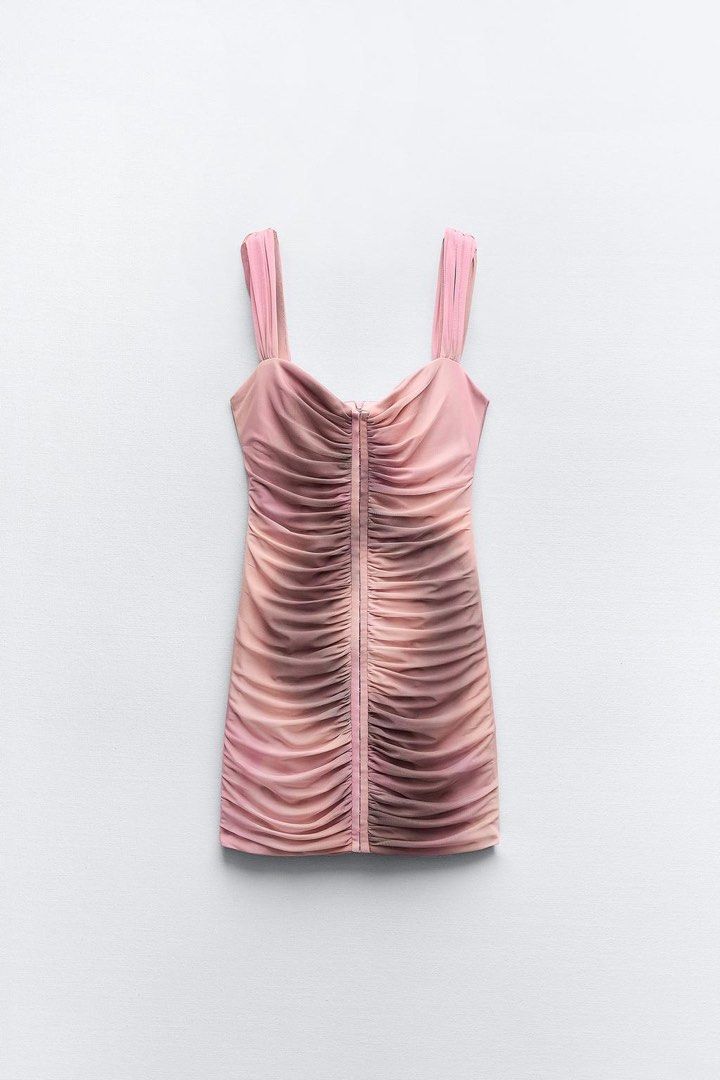 strapless open back dress Zara Pink Tulle Mesh Dress – Chelle's Boutique main image 0