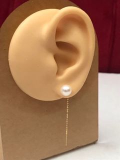 18k YG Fresh Water Pearl Tictac Earrings 