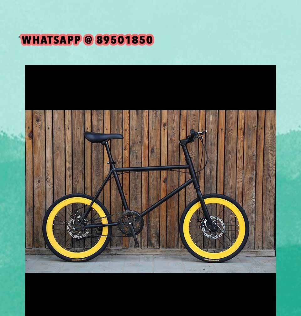 20 Inch 1 Speed MINI VELO Black Yellow Bicycles Fixie Bike Lightweight Road bike Single speed food delivery bicycle thermal bag hybrid bike fixie child baby seat lock WA 89501850 Sports Equipment Bicy...