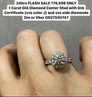 24hrs FLASH SALE 1 Carat GIA Diamond Stud VVS Color J Engagement Solitaire Ring with GIA Certificate