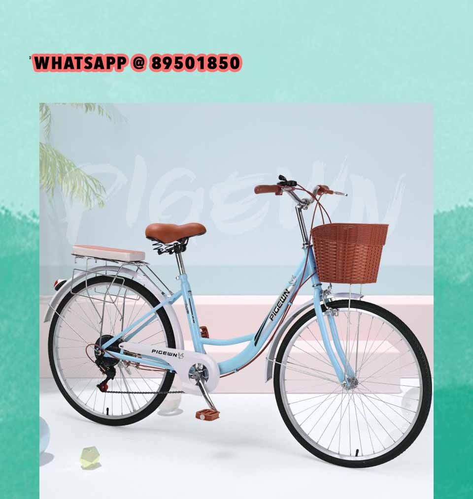 26 inch 6 Speed Blue Pigewn Lady Bike Women Bike City adult male commuter retro bicycle 16 kid mesh 20 rack adult bag thermal food 26 29 children