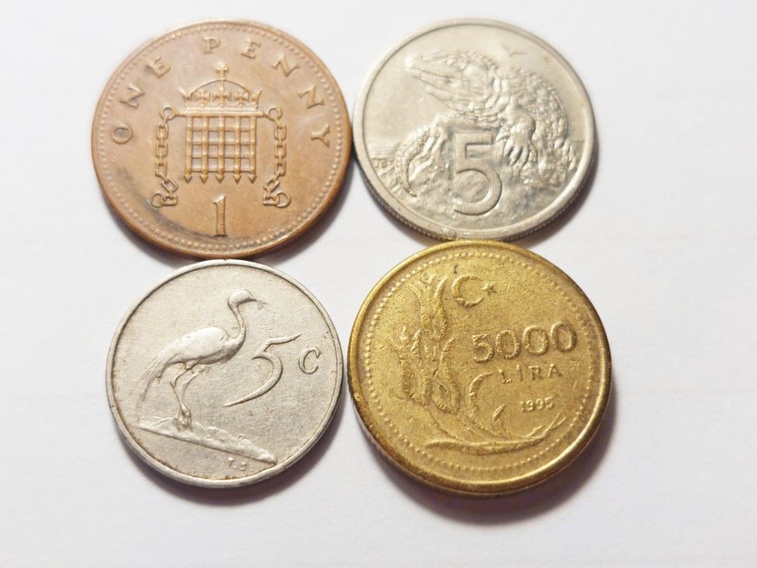 剩＞瑞士法郎//德國馬克//菲律賓披索//泰銖//英磅//紐幣//南非幣//土耳其5000里拉1995 收集收藏#硬幣#歐幣#錢幣#古董#幣,  書籍、休閒與玩具, 收藏、紀念品, 錢幣、紙鈔在旋轉拍賣