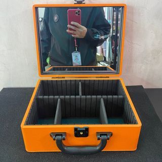 #851 Make Up Box Leather W/Mirror Orange-21187827