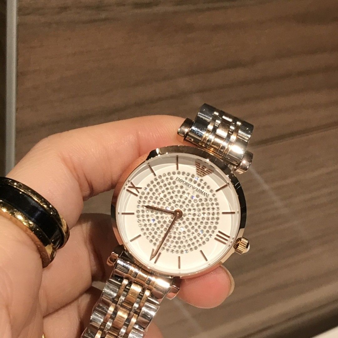 有盒armani 手錶full set 1926 滿天星腕錶32mm, 名牌, 手錶- Carousell