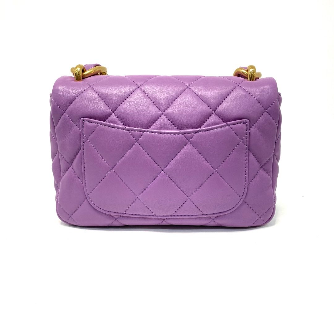 △ Chanel 香奈兒Purple Lambskin Gold-tone Metal Chain Flap Bag 