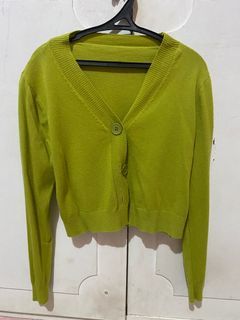 Apple Green Long Sleeves Crop Top Cardigan