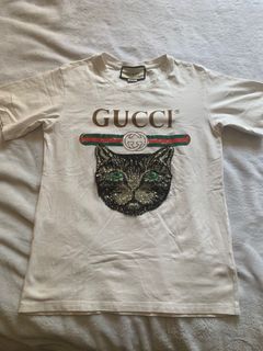 AUTH Gucci white cat shirt