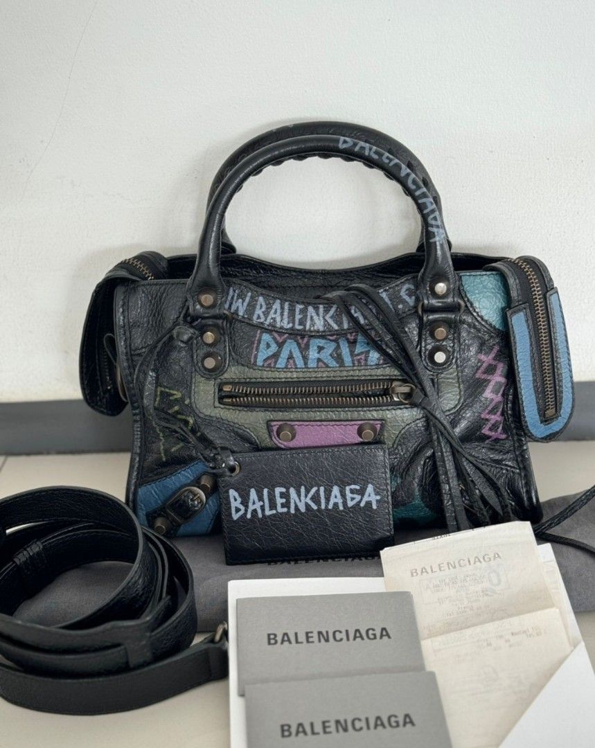 Authentic VGC Balenciaga Mini Graffiti 2020 with booklet, strap