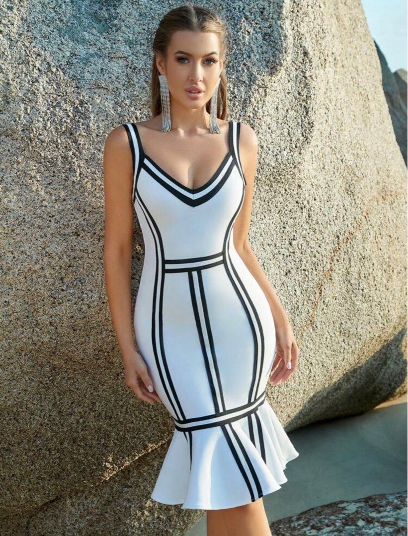 Bandage Mermaid dress (Category: Dresses) located in Pasig City. Submitted by mrillers (Listing ID 1298676102, Image 3). Description: Used once Thick and it shapes your body well. Body forming and very flattering. Purchased from Shein's premium shop, limited edition. Fits- small to small medium frame (Stretchy) .