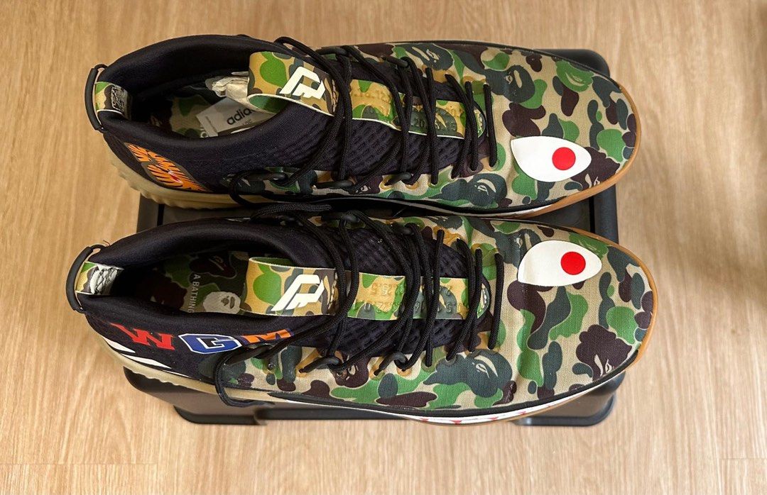 2 pairs for 750 Bape x adidas dame 4 red and green camo us12.5 fits US12