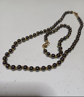 PAYDAY SALE: Black Beads Necklace & Bracelet Set ( with gold trims)