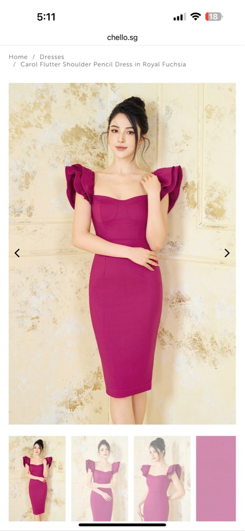 BRAND NEW Chello Carol Flutter Shoulder Pencil Dress Royal Fuschia Women s Fashion Dresses Sets Dresses on Carousell